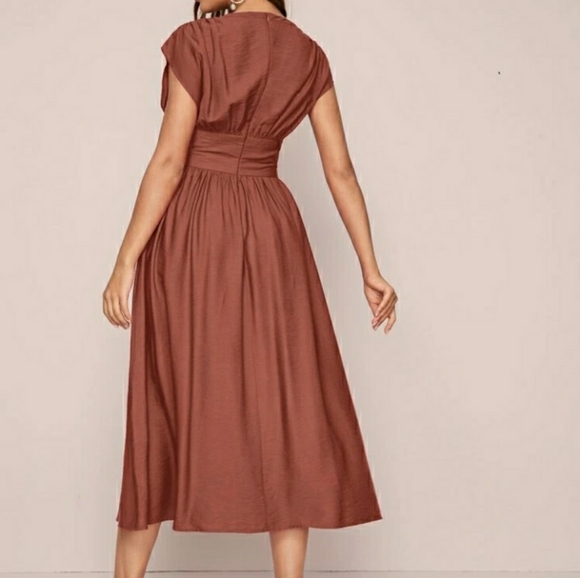 Ruched Dress in Rust - Picture 2 of 4